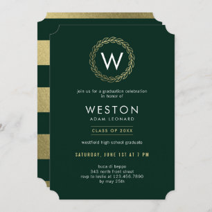 Invitation Classic Wreath EDITABLE COULEUR Graduation