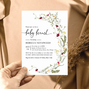 Invitation Classical Modern Botanical Wildflower Baby Brunch