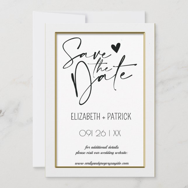 Invitation Classieux minimaliste ,hiboux amoureux save the da (Devant)