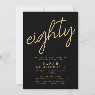 Invitation Classieux Quatre-Vingt Noir Or 80e Anniversaire