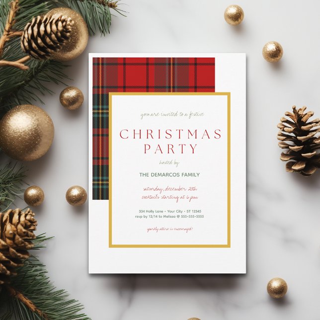 Invitation classique à la fête de Noël (Classic Plaid Christmas Party Invitation
)