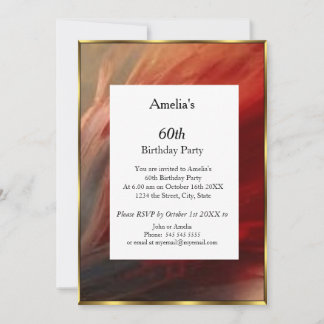 Invitation Classique Abstrait Fête d'anniversaire feu rouge