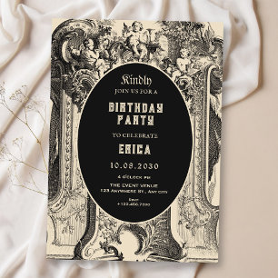 Invitation Classique artistique ange anniversaire vintage