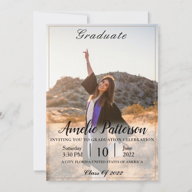 Invitation Classique avec la photo Graduation Celebration (Devant)
