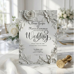 Invitation Classique Baroque Rose Blanche Orné Formel