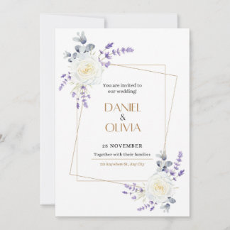 Invitation Classique Blanc Vert Violet 