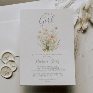 Invitation Classique Blush Fleur sauvage C'est un Baby shower