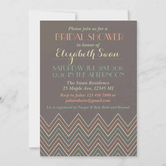 Invitation classique Chevron Grey Bridal Shower (Devant)