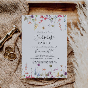 Invitation Classique Colorful Fleur sauvage Surprise Party