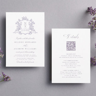 Invitation Classique Couronne Fleurie de Lavande Mariage Tout