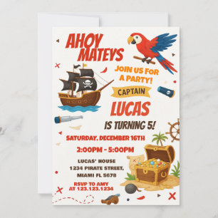 Invitation classique d'anniversaire de pirate