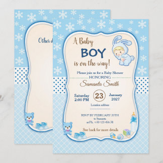 Invitation classique de Baby Shower lapin