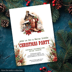 Invitation classique de fête de Noël de ranch roug