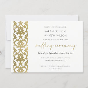 INVITATION CLASSIQUE DOMMASQUE D'OR MARIAGE DE MOTIFS FLORAUX