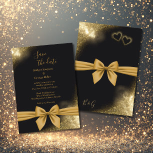 Invitation classique élégant filigree noir or mariage