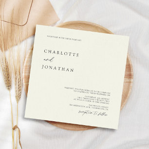 Invitation Classique Élégante calligraphie Carré ivoire Maria