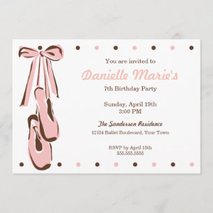 Invitation classique en ballet rose sucré