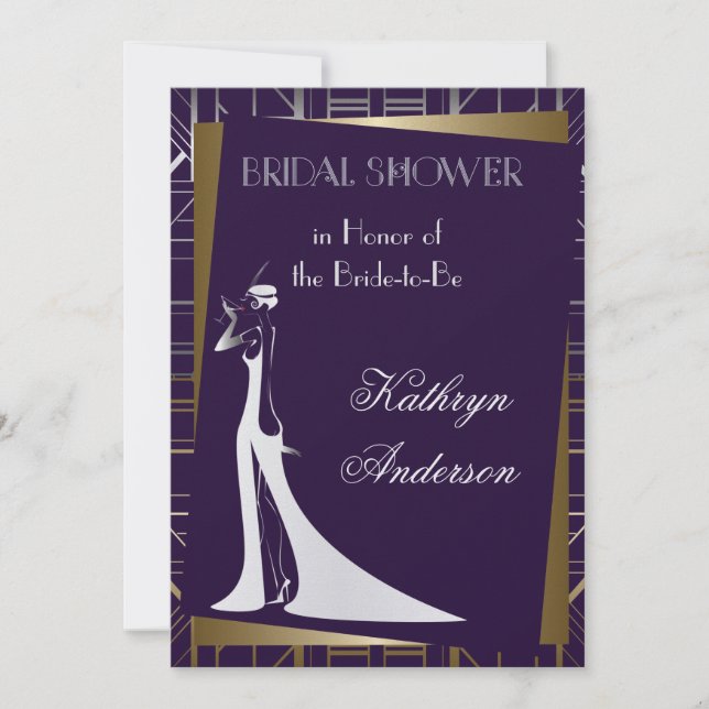 Invitation Classique Gatsby Déco Douche nuptiale (Devant)