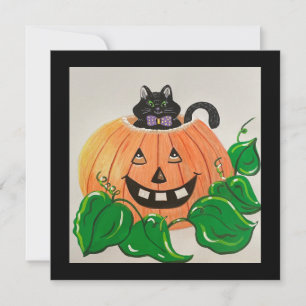 Invitation Classique Kitty dans une Citrouille