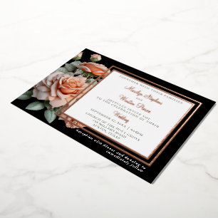 Invitation classique Mariage Peach Rose Foil
