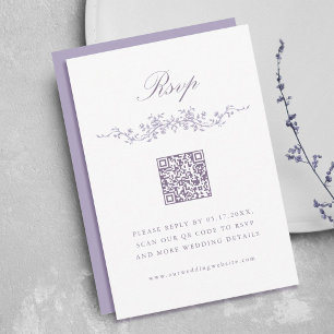 Invitation Classique Mariage RSVP Bordure Florale Lavande Fra