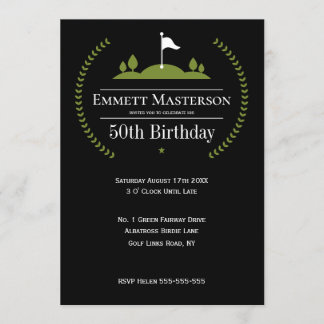 Invitation Classique moderne 50e anniversaire Golfer fête d'a