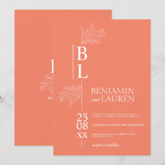 Invitation Classique moderne élégant Mariage de corail floral