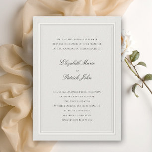 Invitation Classique Moderne Formel Ecru Épais et Mince Maria