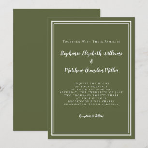 Invitation Classique Moderne Simple Olive Green Mariage éléga