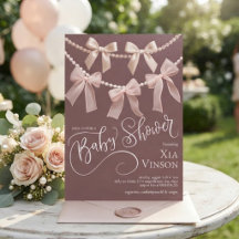 Invitation classique pour Baby Shower avec Rubans