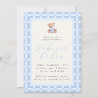 Invitation classique pour Baby Shower avec un ours