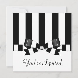 Invitation Classique rayé noir et blanc de mariage