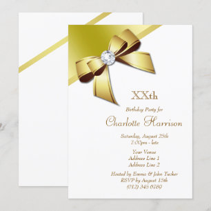 Invitation Classique Romantique White & Gold fête d'anniversa