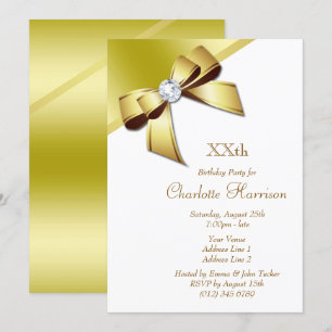 Invitation Classique Romantique White & Gold fête d'anniversa