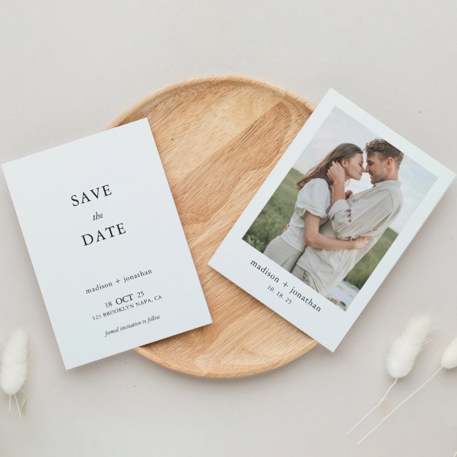 Invitation Classique Simple 1 photo mariage Enregistrer la da (Créateur téléchargé)
