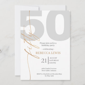 Invitation Classique Simple 50e Anniversaire Moderne Adulte