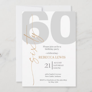 Invitation Classique Simple Soixante Moderne Anniversaire Adu