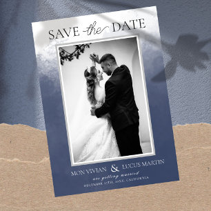 Invitation Classique Smokey Marine Photo Bleue Enregistrer La