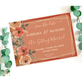 Invitation CLASSIQUE Terracotta Automne Floral Date de sauveg
