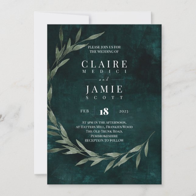 INVITATION - CLASSIQUE "VERT RUSTIQUE" (Devant)