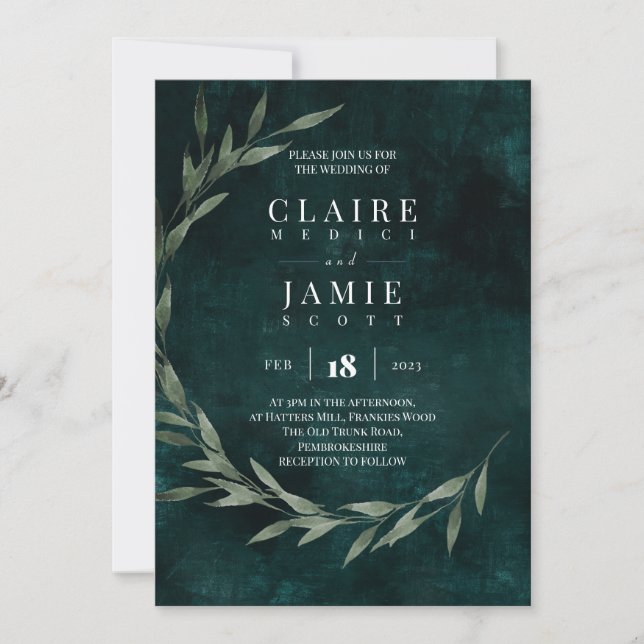INVITATION - CLASSIQUE "VERT RUSTIQUE" (Devant)