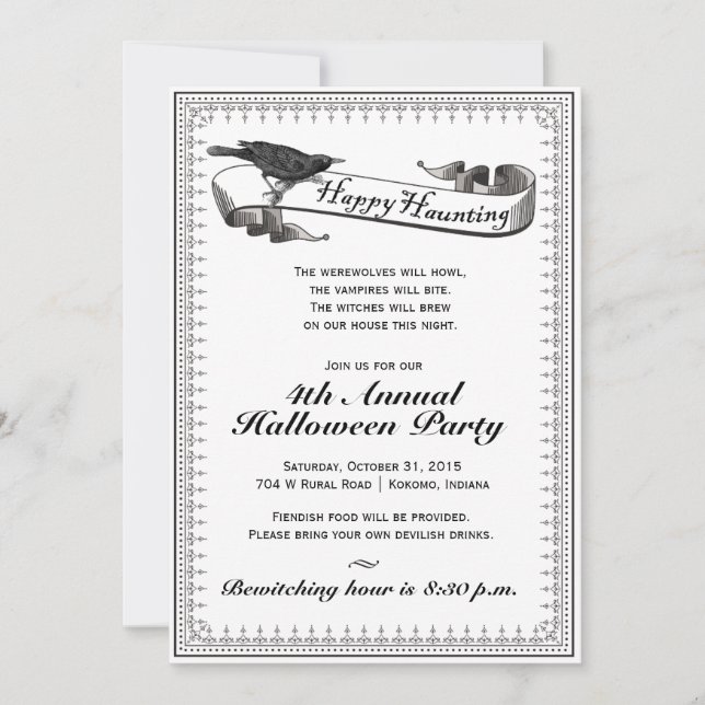 Invitation classique vintage de Halloween de (Devant)