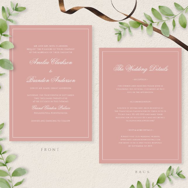 Invitation Classiques détails de mariage à l'écriture script  (Créateur téléchargé)