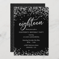 Classy 18th Birthday Invitation, Sparkly Confetti