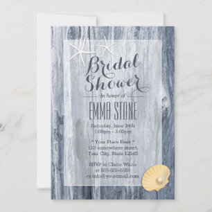 Invitation Classy Beach thème Blue Driftwood Fête des mariées