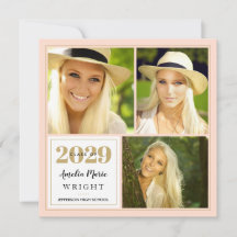 Classy Blush et Gold Photo Collage Graduation