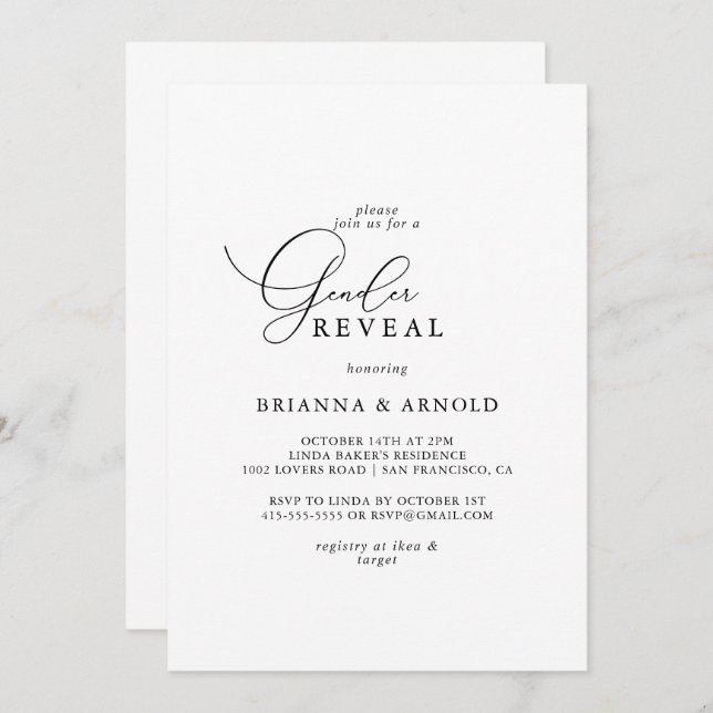 Invitation Classy Chic Minimalist (Devant / Derrière)