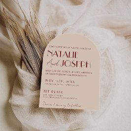 Invitation Classy Deep Red Blue Whimsical Modern Arch Wedding