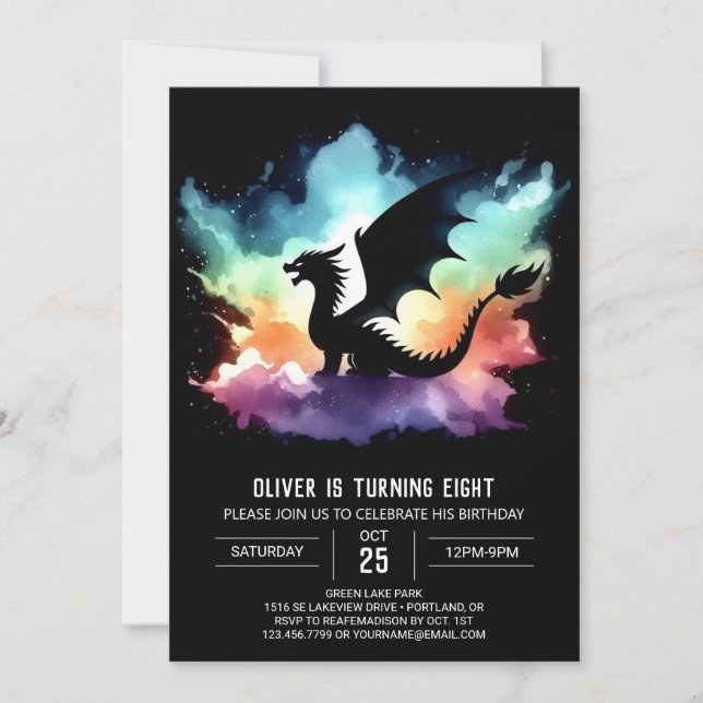 Invitation Classy Dragon Birthday (Devant)