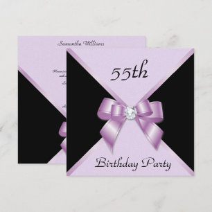Invitation Classy Elegance Lilac & Black 55th Birthday Party